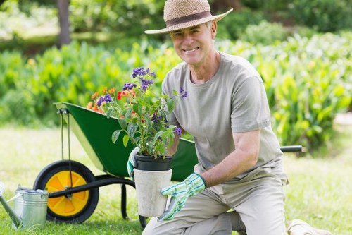 Close-up of even lawn mowing and grass health in Goddington